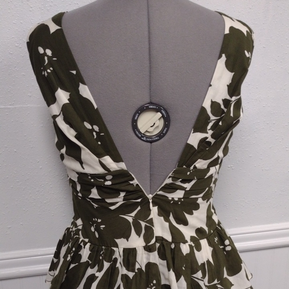 J. Crew Olive and White Floral Maxi Dress Formal Event, Bohemian, Boho. - Picture 6 of 12